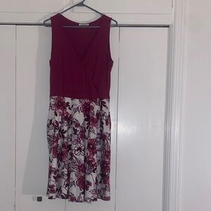 Faux Wrap sleeveless Floral Midi Dress with pockets